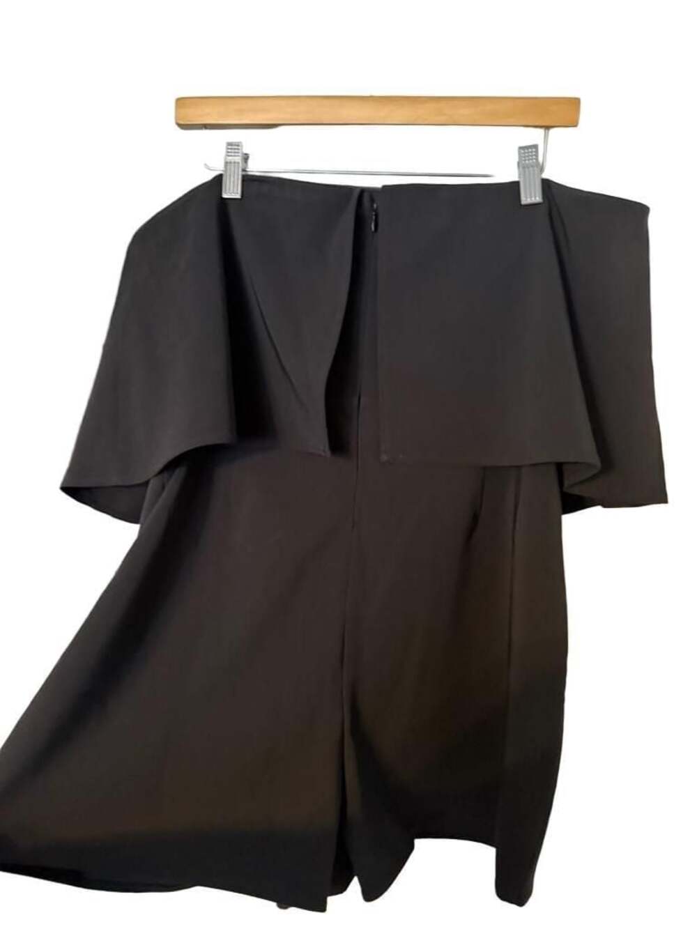 Leith Black Strapless Cape Overlay Jumpsuit Romper
